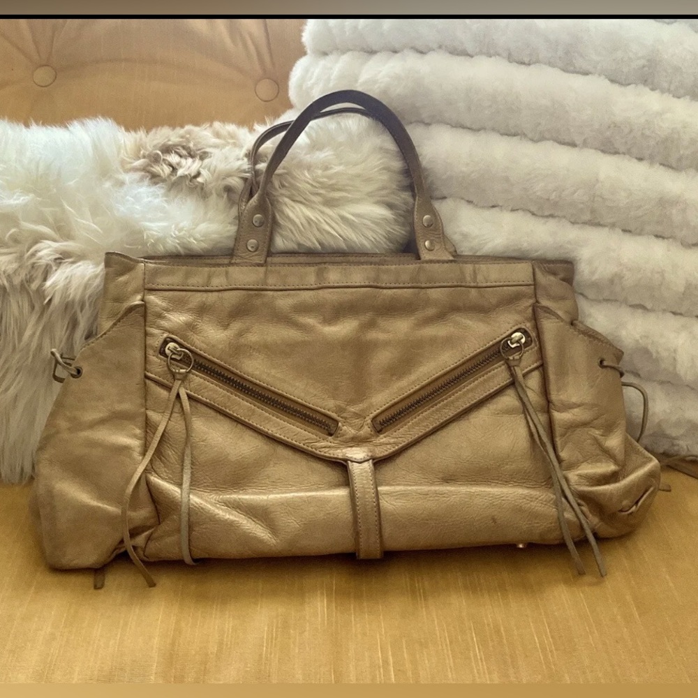 Botkier Gold Trigger Satchel Fringe Bag Handbag